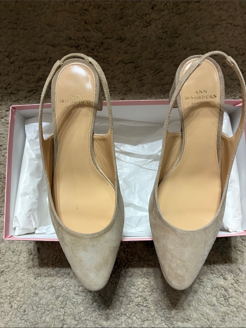 ANN MASHBURN Block Heel light Camel
